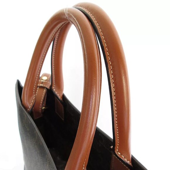 Auth CELINE Triomphe Vertical Cabas Handbag Shoulder Bag Brown PVC - Picture 8 of 12